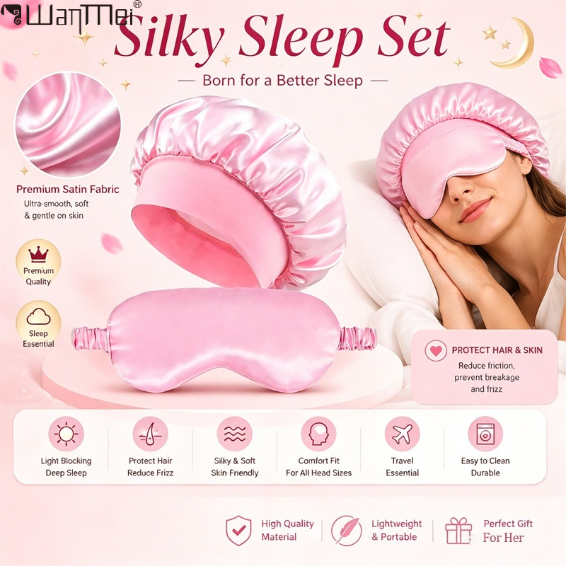  Satin Bonnet Sleep Eye Mask  - Hair Care Routine 评论和价格