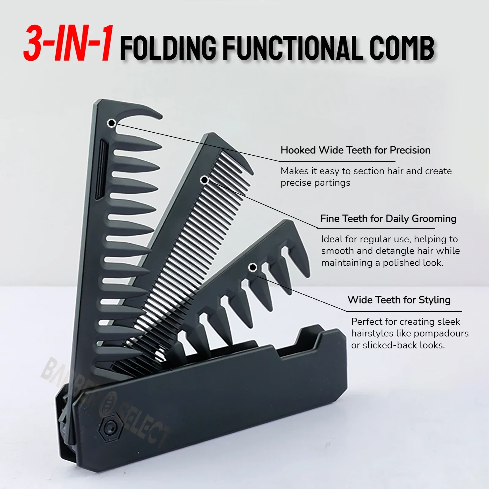 Newest 1/2/3 in 1 Portable Fol - Detangling Wide Comb 评论和价格