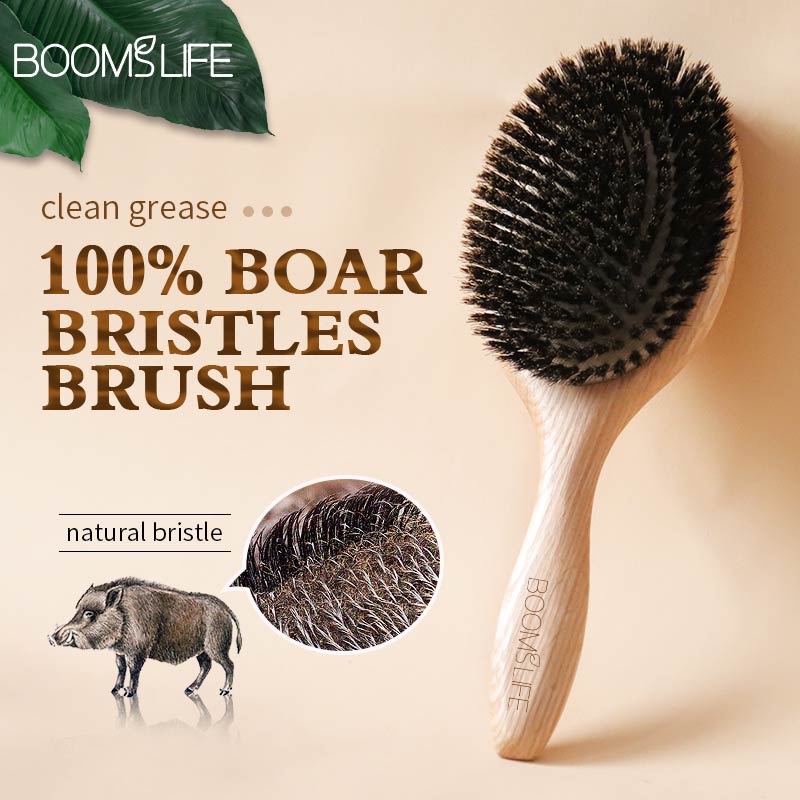 Boar Bristle HairBrush Wood Ha - Hair Care Routine 评论和价格