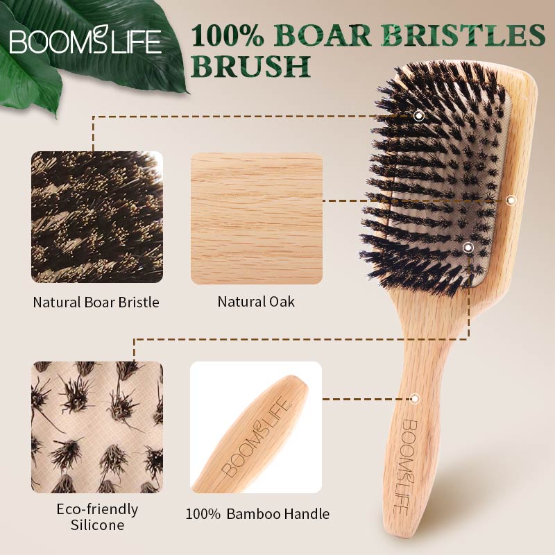 Boar Bristle HairBrush Wood Ha - Hair Care Routine 评论和价格