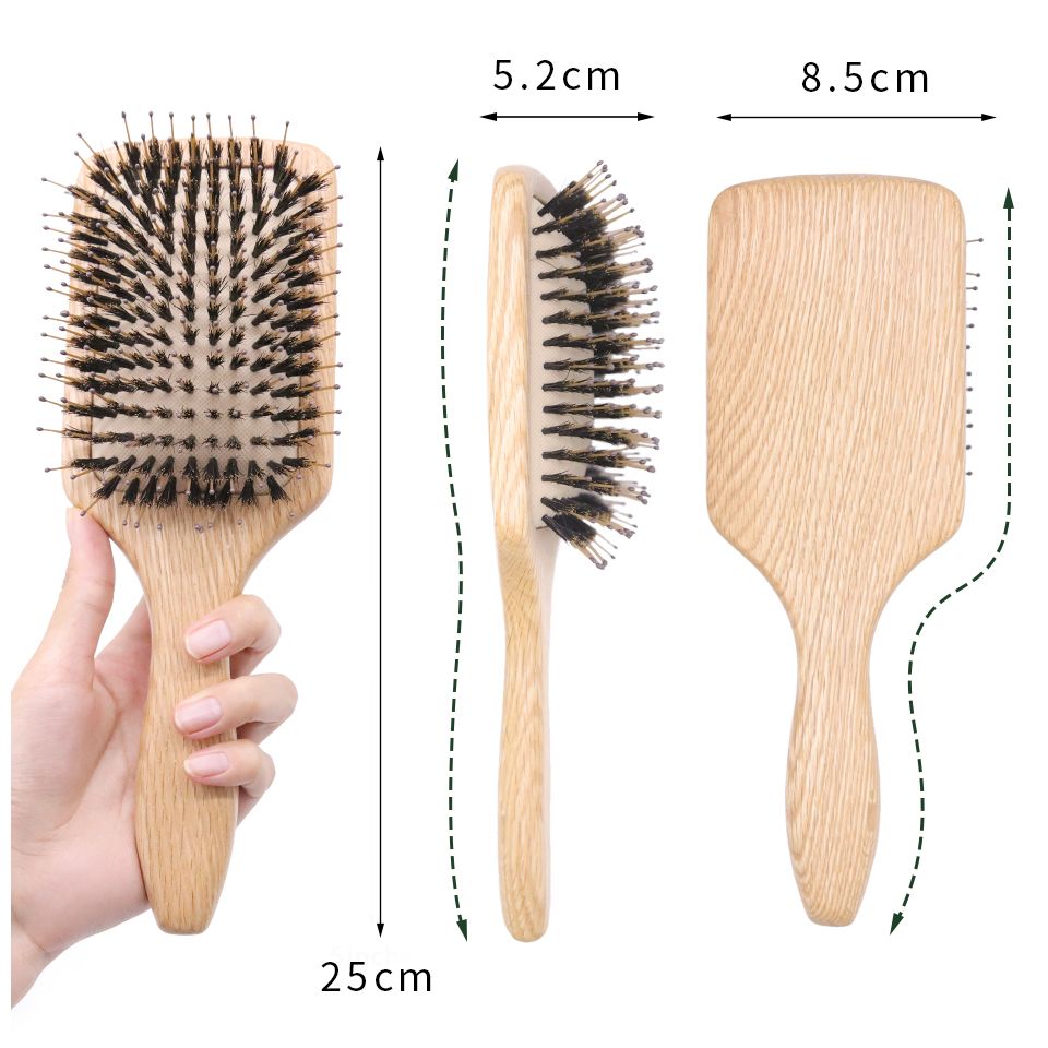 Boar Bristle HairBrush Wood Ha - Hair Care Routine 评论和价格